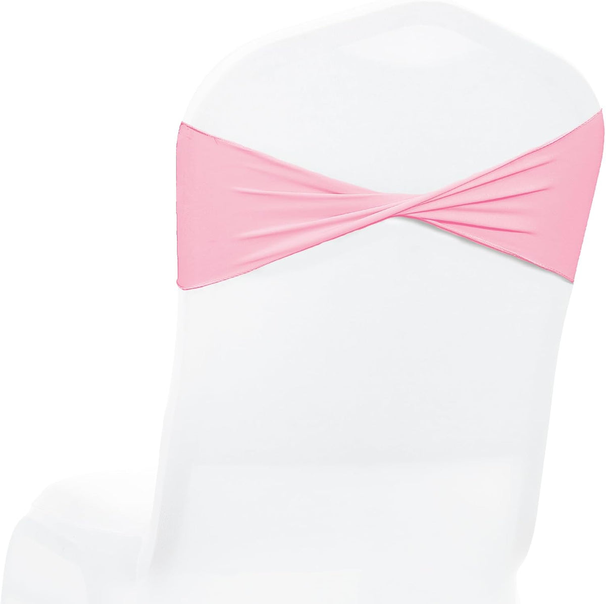 Pack of 25 PCS | Pink | Spandex Chair Sashes Bows Without Buckle | Stretch Elastic Banquet Universal Folding Chair Band Tie with for Wedding Party Conference Celebration Event Decoration