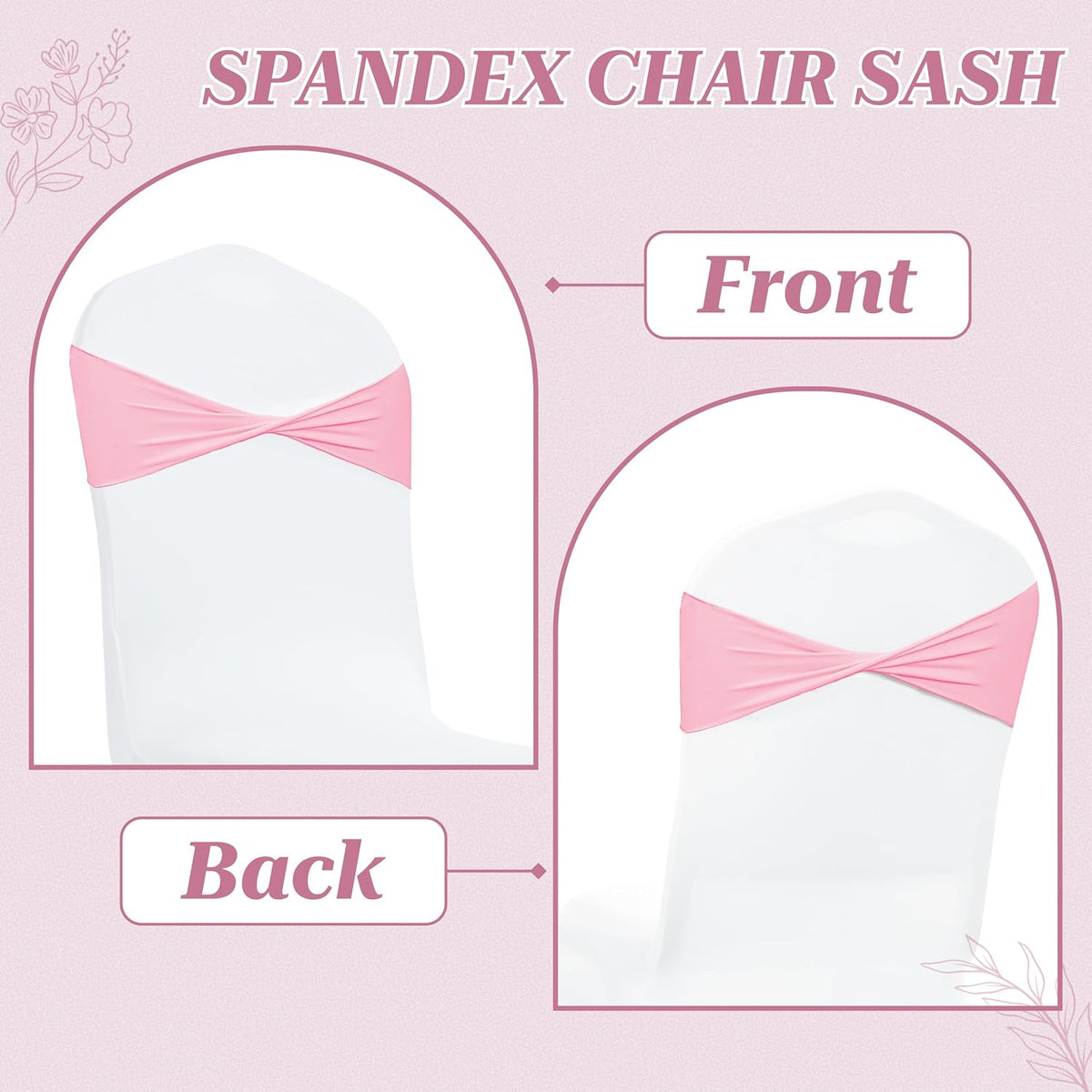 Pack of 25 PCS | Pink | Spandex Chair Sashes Bows Without Buckle | Stretch Elastic Banquet Universal Folding Chair Band Tie with for Wedding Party Conference Celebration Event Decoration