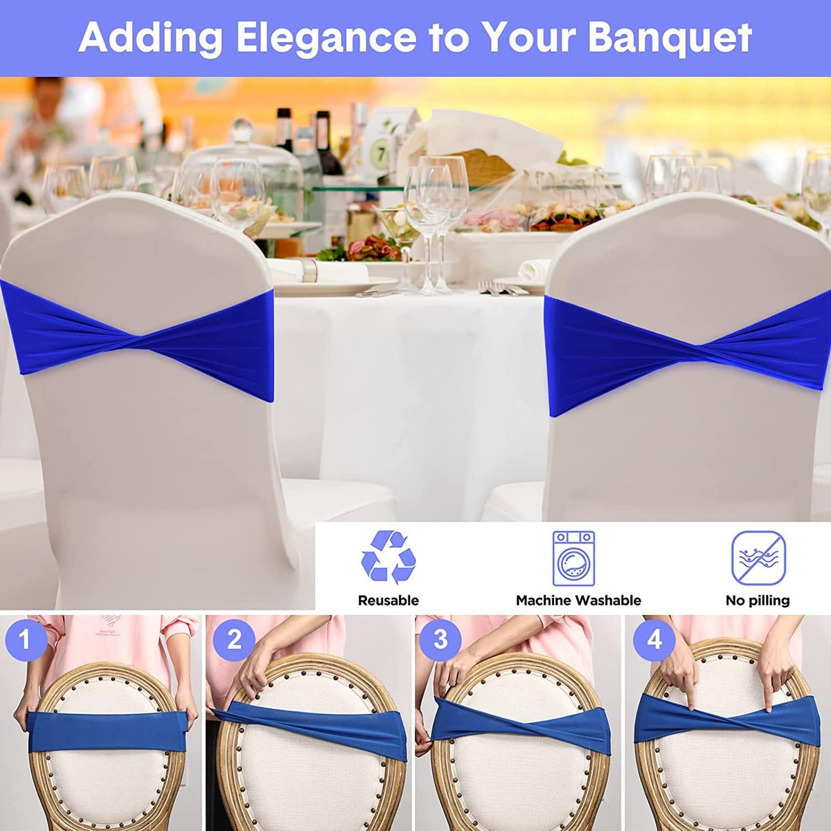 Pack of 25 PCS | Pink | Spandex Chair Sashes Bows Without Buckle | Stretch Elastic Banquet Universal Folding Chair Band Tie with for Wedding Party Conference Celebration Event Decoration