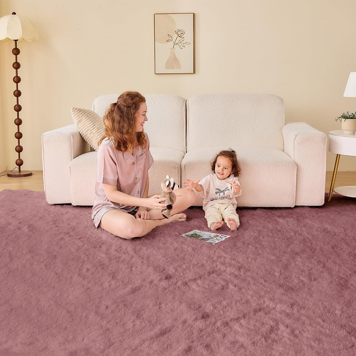 4x6 Blush Rugs for Bedroom, Ultra-Soft Fluffy Area Rugs for Living Room, 4 x 6 Shag Carpet for Nursery, Kids, Girl, Boy, Baby, Plush, Fuzzy, Shaggy, Cute Home Decor