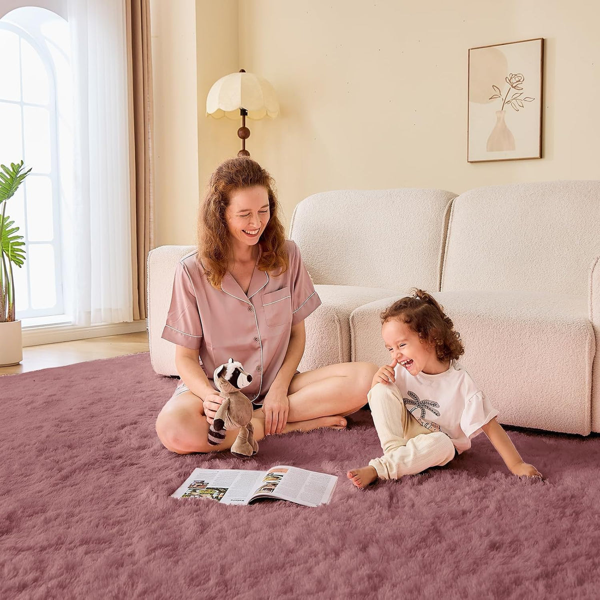 4x6 Blush Rugs for Bedroom, Ultra-Soft Fluffy Area Rugs for Living Room, 4 x 6 Shag Carpet for Nursery, Kids, Girl, Boy, Baby, Plush, Fuzzy, Shaggy, Cute Home Decor