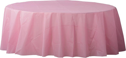 Pink Round Plastic Table Cover - 84" (1 Pc.) - Vibrant and Perfect for Parties, Weddings, & Special Occasions