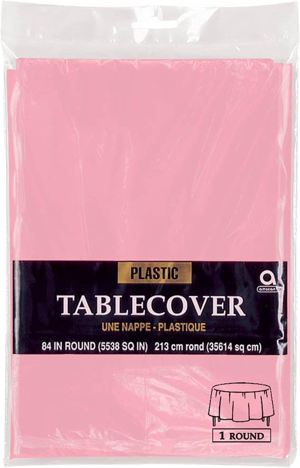 Pink Round Plastic Table Cover - 84" (1 Pc.) - Vibrant and Perfect for Parties, Weddings, & Special Occasions