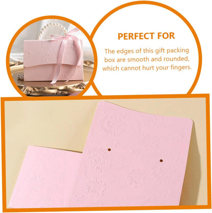 GLEAVI Flower Box Set 2pcs Small and Medium Pink Paper Boxes with Embossed Floral Pattern and Pearl Chain for Wedding Party Candy Packaging and Decoration