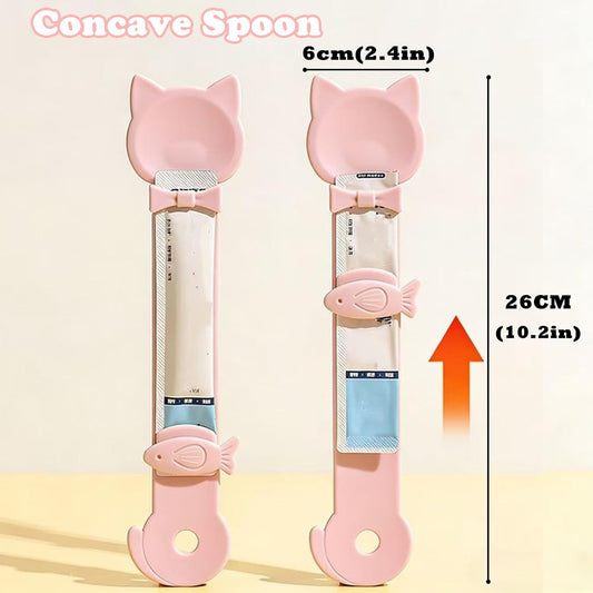 Cat Treat Spoon Squeeze & 3 Pcs Can Lids | Cat Treat Feeder for Liquid Snack | Universal Silicone Pet Can Covers BPA Free | Churu Spoon Dispenser(Pink)