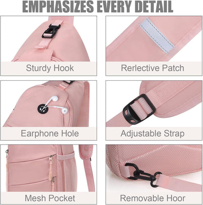 Crossbody Bags for Women Men Trendy Sling Bag Backpack Casual Chest Bag with Convertible Shoulder Strap
