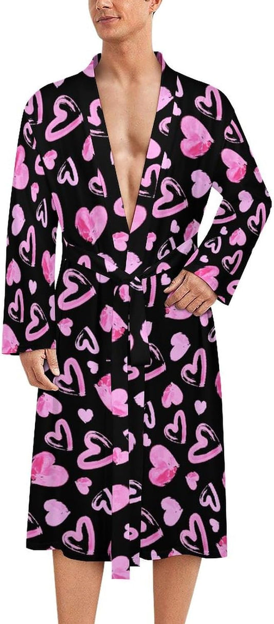 Men's Space in Cats Eyes Bath Robes Comfy Knit Bathrobes For Women Belted Spa Robe Self Tie Waist Mid-Length Pajamas