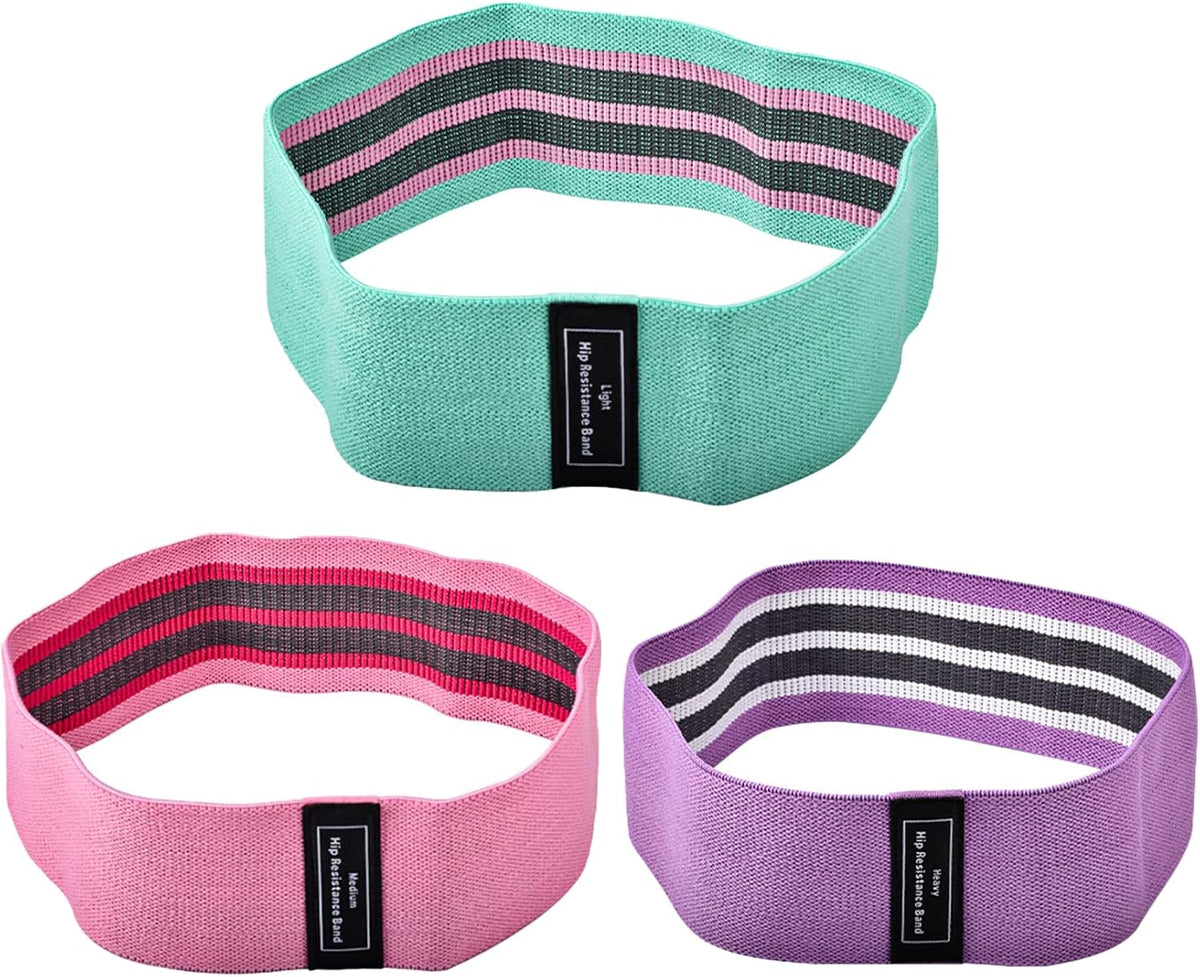 Yoga Stretch Bands Fitness Resistance Bands Set of 3 Lightweight Medium Triple Resistance Green Pink Purple for Sports Workout