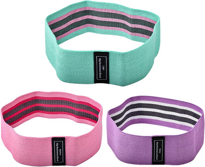 Yoga Stretch Bands Fitness Resistance Bands Set of 3 Lightweight Medium Triple Resistance Green Pink Purple for Sports Workout