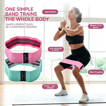 Yoga Stretch Bands Fitness Resistance Bands Set of 3 Lightweight Medium Triple Resistance Green Pink Purple for Sports Workout