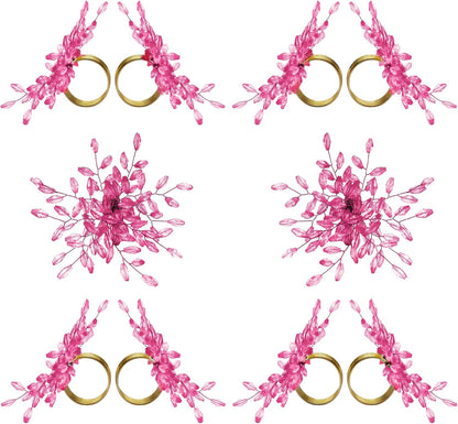 Napkin Rings Set of 12 for Dining Table Decoration Parties Everyday Metal Napkin Holder Leaf Pink (Pack of 12)