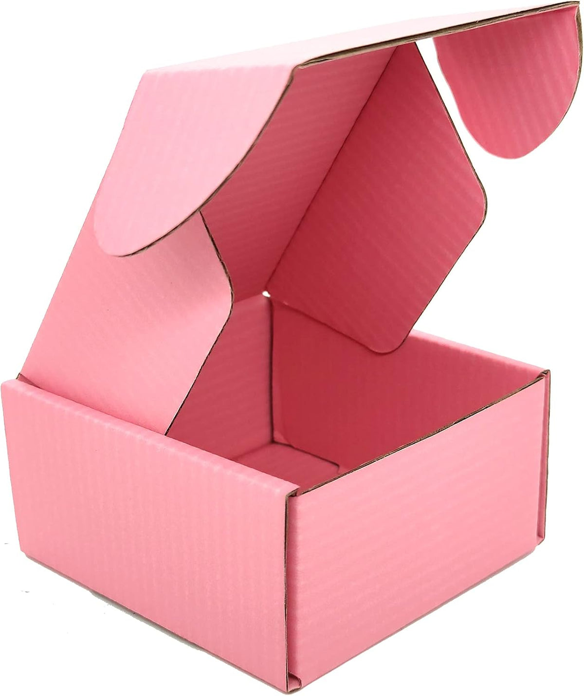 4x4x2 Shipping Boxes Set of 25, Pink Mailer Corrugated Cardboard Box