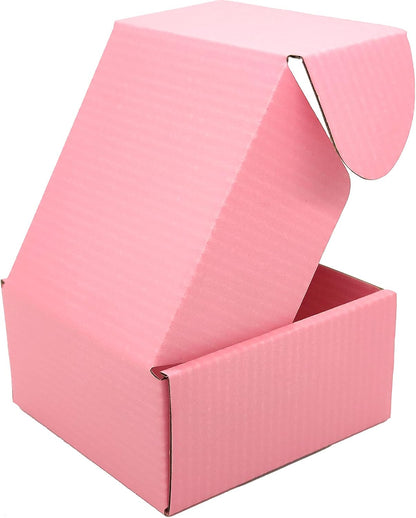 4x4x2 Shipping Boxes Set of 25, Pink Mailer Corrugated Cardboard Box