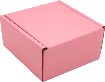 4x4x2 Shipping Boxes Set of 25, Pink Mailer Corrugated Cardboard Box