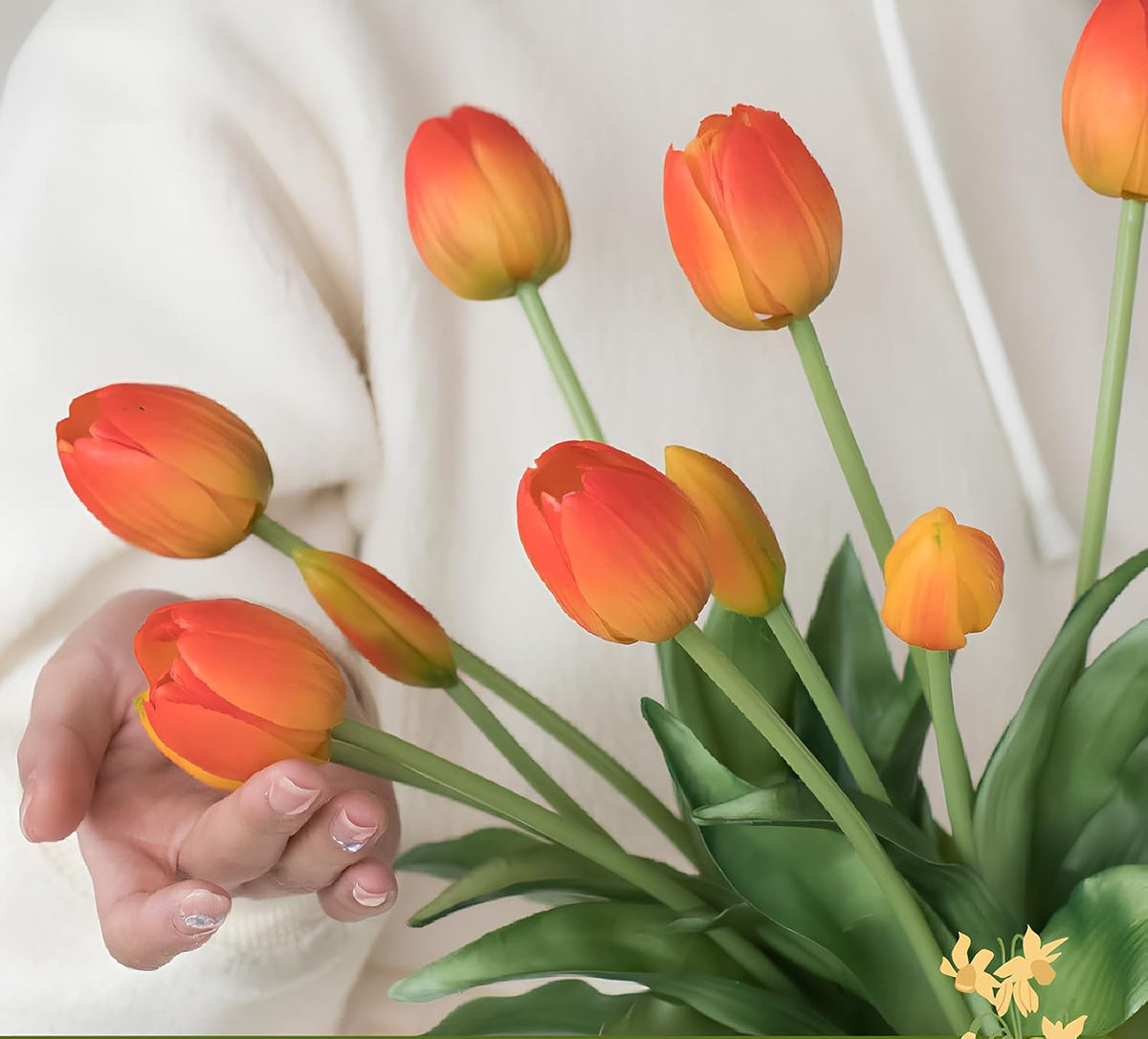 15 Pcs Orange tulips artificial flowers faux tulips real touch Latex