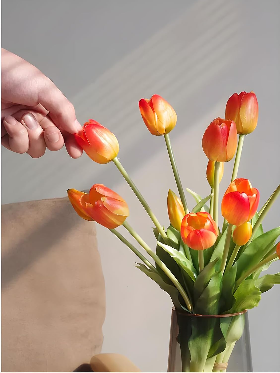 15 Pcs Orange tulips artificial flowers faux tulips real touch Latex