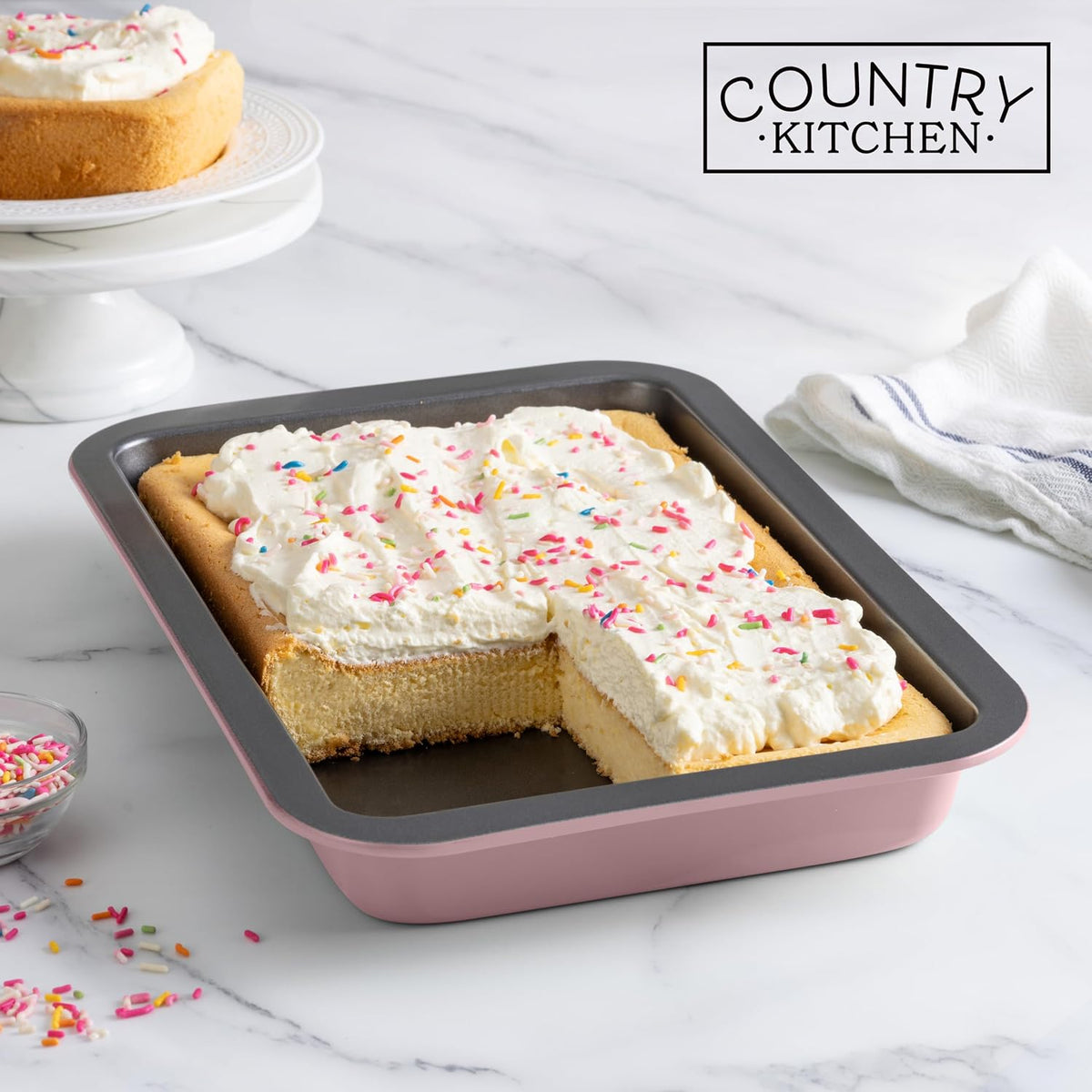 Baking Pans Set - 10 Piece Non-Stick Cake Pans with Carry Lids for Easy Storage & Travel, Perfect for Parties - Stackable, Pink