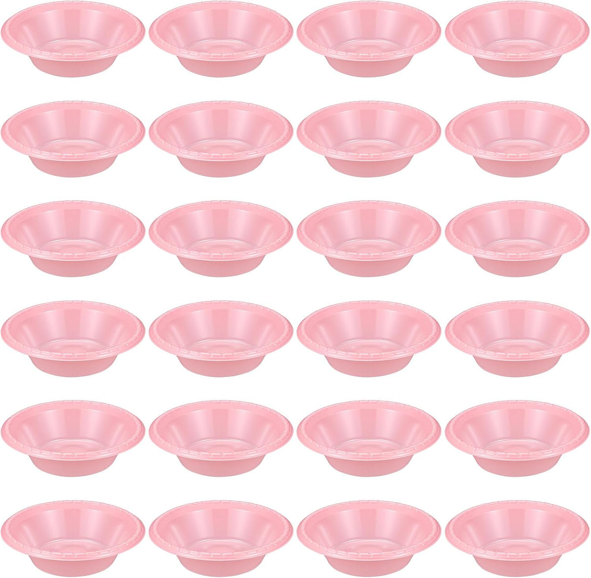 24 Pack 16oz Pink Disposable Plastic Bowls Dessert, Ice Cream, Salad, Soup Serving Cups for Party, Picnic, Food Snacks (Pink)