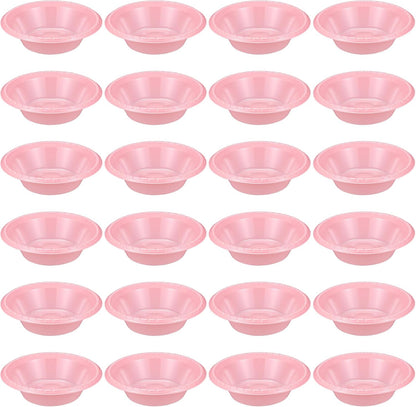 24 Pack 16oz Pink Disposable Plastic Bowls Dessert, Ice Cream, Salad, Soup Serving Cups for Party, Picnic, Food Snacks (Pink)