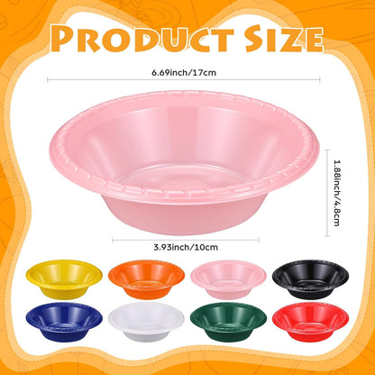 24 Pack 16oz Pink Disposable Plastic Bowls Dessert, Ice Cream, Salad, Soup Serving Cups for Party, Picnic, Food Snacks (Pink)