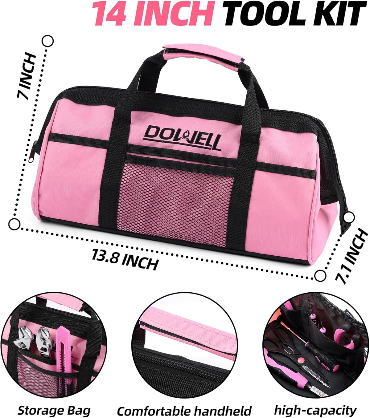 Pink Tool Kit 140PCS for Women, Girls, Ladies, Household Tool Set