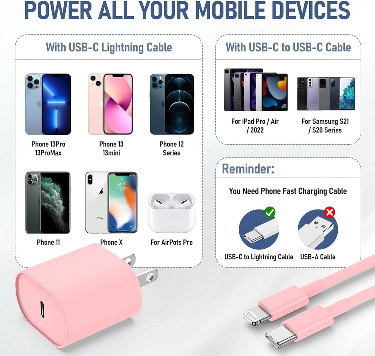 Phone Charger Fast Charging 10 FT for iPhone 14 13 Charger 2-Pack