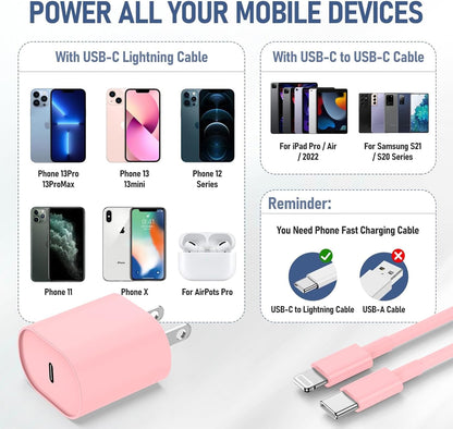 Phone Charger Fast Charging 10 FT for iPhone 14 13 Charger 2-Pack