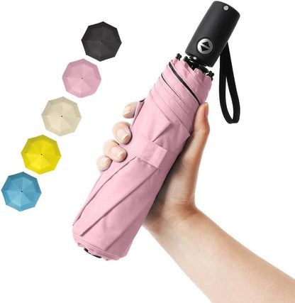 Compact Travel Umbrella Small Windproof Auto Open Close for UV Sun Protection UPF 50+ and Rain Fits Backpack Purse & Suitcase