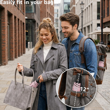 Compact Travel Umbrella Small Windproof Auto Open Close for UV Sun Protection UPF 50+ and Rain Fits Backpack Purse & Suitcase