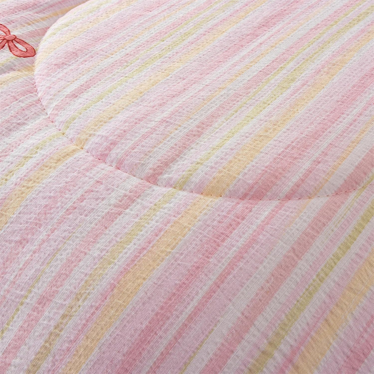 Pink Bow Comforter Set 6 Piece, Cute Ribbon Bowknot Bedding Set, Princess Rainbow Comforter and Sheet Set Dreamy Lightweight Soft Bed Set for Girls (Pink Colorful, Twin 6Pcs)
