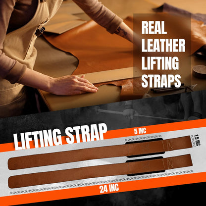 Genuine Leather Lifting Straps, Wrist Assistance for Heavy Pulls, Weightlifting Bodybuilding, Gym, Fitness Accessories, Strength Training, Powerlifting, & Deadlifts