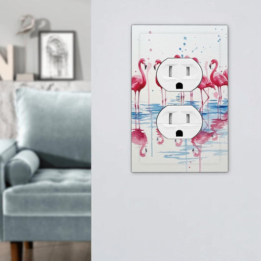 Pink Flaming Splatter 1 Gang Single Duplex Receptacle Outlet Cover Jumbo Size Electrical Wall Plate Electric Decorator Light Switch Face Socket Plate Cover