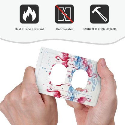 Pink Flaming Splatter 1 Gang Single Duplex Receptacle Outlet Cover Jumbo Size Electrical Wall Plate Electric Decorator Light Switch Face Socket Plate Cover