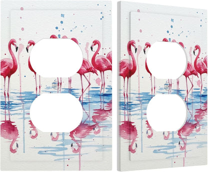 Pink Flaming Splatter 1 Gang Single Duplex Receptacle Outlet Cover Jumbo Size Electrical Wall Plate Electric Decorator Light Switch Face Socket Plate Cover