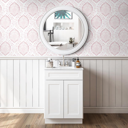 393.7"×17.3" Boho Peel and Stick Wallpaper Pink Floral Wallpaper Removable Self Adhesive Eco-Friendly Contact Paper Modern for Bathroom Bedroom Farmhouse Eco-Friendly Vinyl Wall Paper