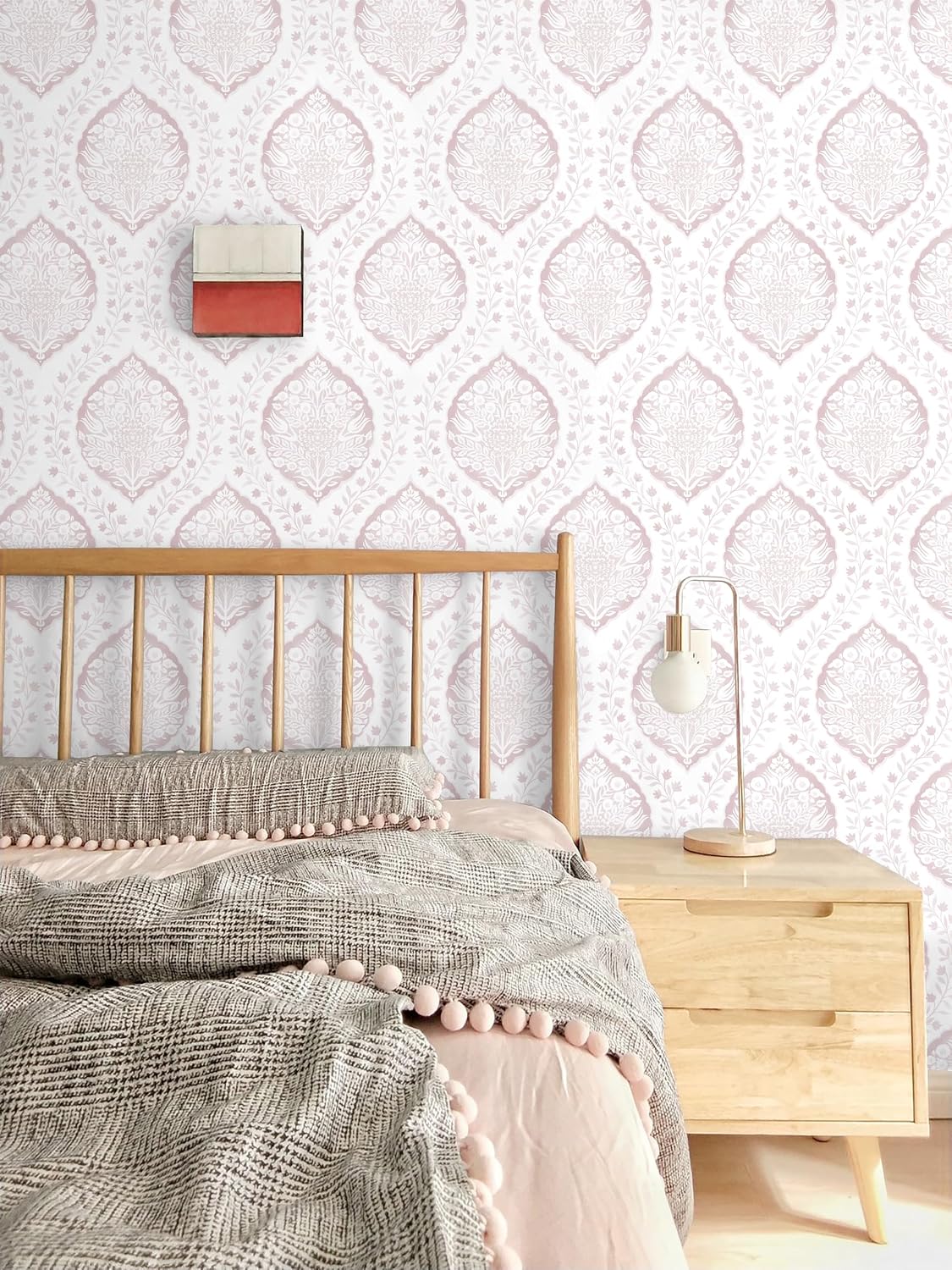 393.7"×17.3" Boho Peel and Stick Wallpaper Pink Floral Wallpaper Removable Self Adhesive Eco-Friendly Contact Paper Modern for Bathroom Bedroom Farmhouse Eco-Friendly Vinyl Wall Paper