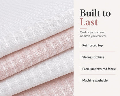 Ombre Waffle Weave Shower Curtain 70 x 72 Blush Textured Fabric Shower Curtain, Hotel Style Waffle Weave Bathroom Curtain, Water Resistant Polyester Ombre Shower Curtain