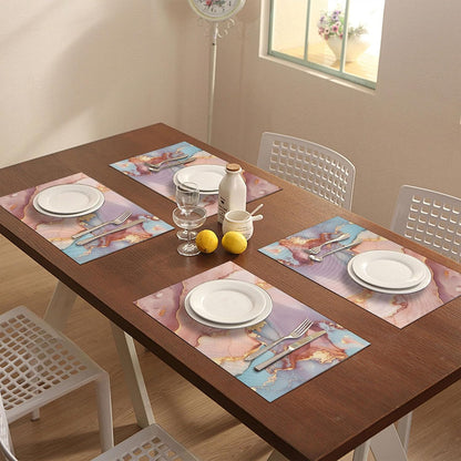 Placemats Set of 4, Slip Place Mats for Dining Table, Fall PVC Table Placemats Washable and Heat Resistant, Modern Table Mats for Kitchen, Dining, Party, Outdoor（Pink Gilded Marble）