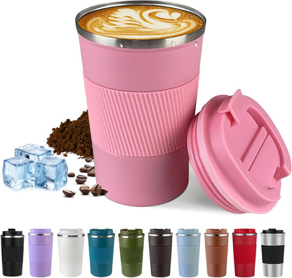 Stainless Steel Travel Coffee Mug with Lid, Vacuum Insulated Leak Proof Cup