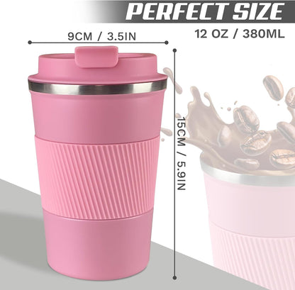 Stainless Steel Travel Coffee Mug with Lid, Vacuum Insulated Leak Proof Cup