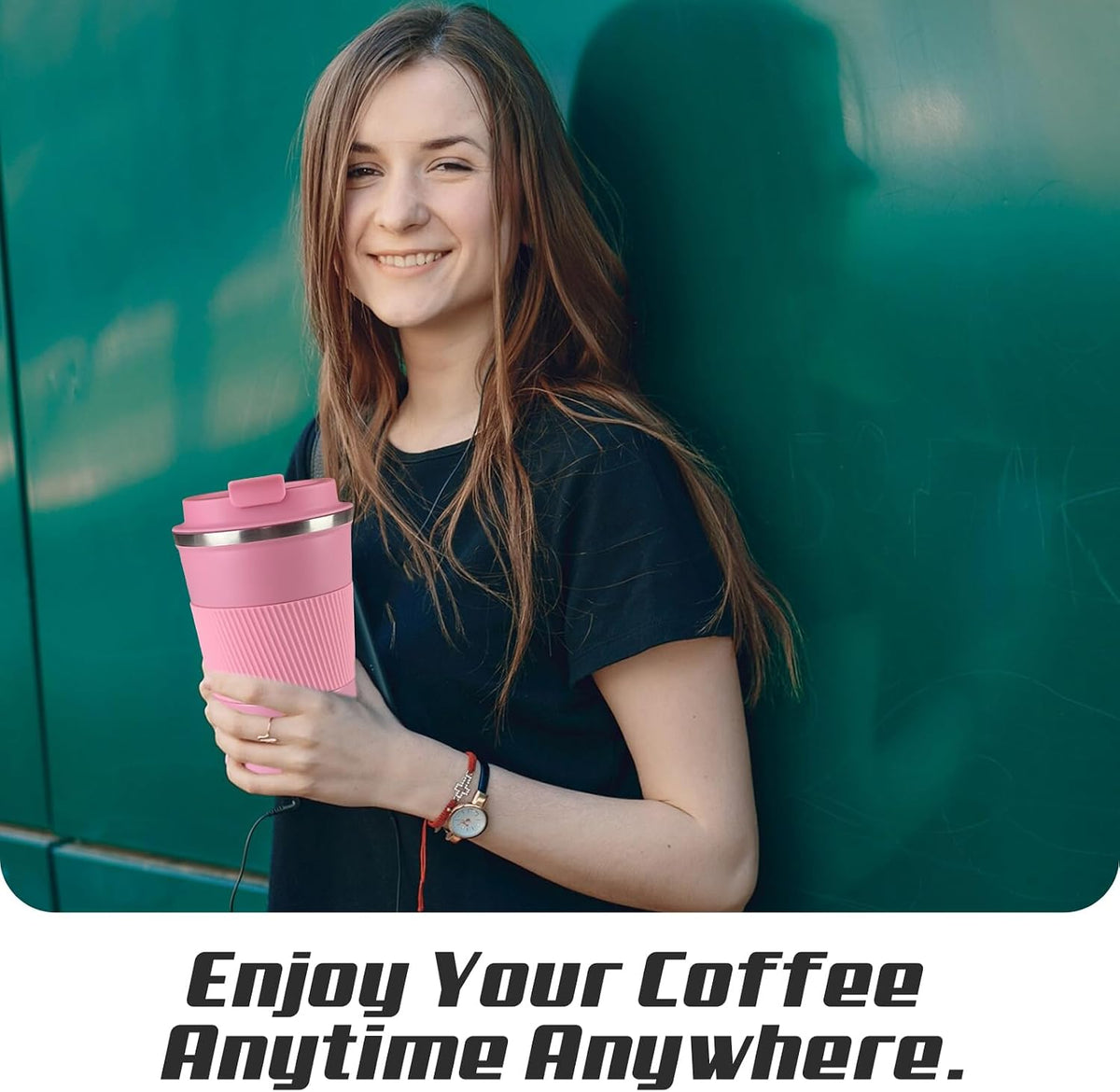 Stainless Steel Travel Coffee Mug with Lid, Vacuum Insulated Leak Proof Cup