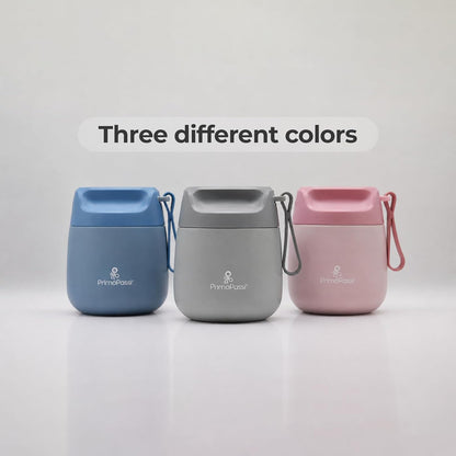 Insulated Food Jar for Kids & Babies – 12 oz /350 ml Stainless Steel Thermal Food Container with Easy-Open Lid & Silicone Carry Strap – Keeps Food Hot or Cold for Up to 8 Hours, Light Pink