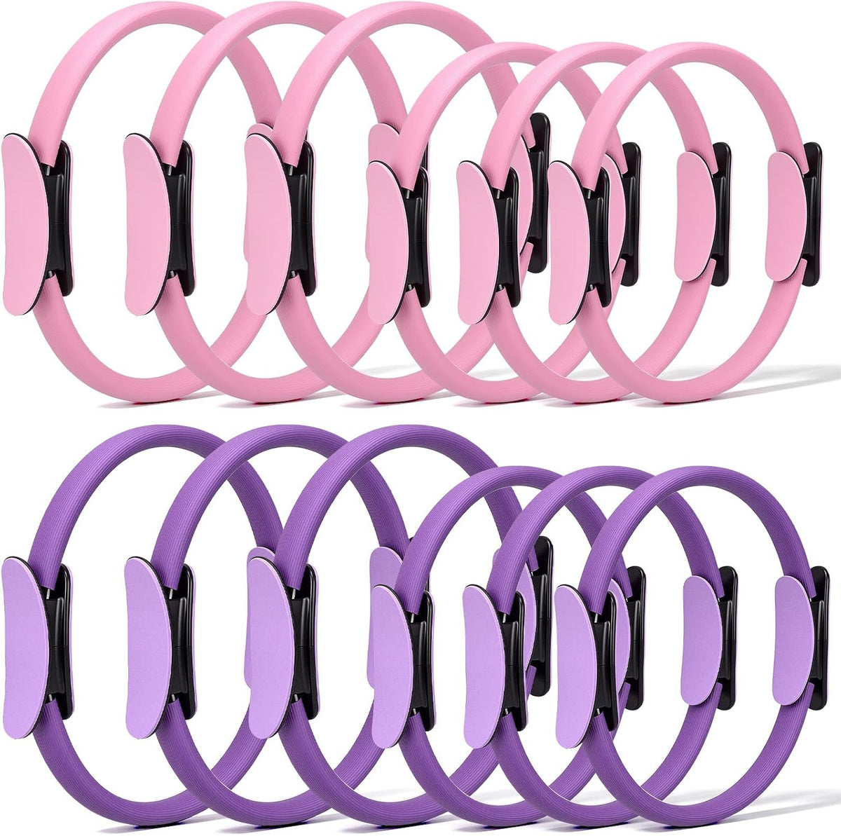12 Pcs Pilates Rings 14 Inch and 12 Inch Exercise Ring Magic Circle Yoga Ring Lightweight Flexible Workout for Fitness Training Physical Therapy Full-Body Toning and Shaping