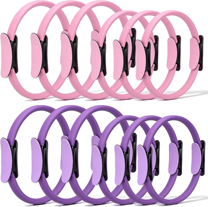 12 Pcs Pilates Rings 14 Inch and 12 Inch Exercise Ring Magic Circle Yoga Ring Lightweight Flexible Workout for Fitness Training Physical Therapy Full-Body Toning and Shaping