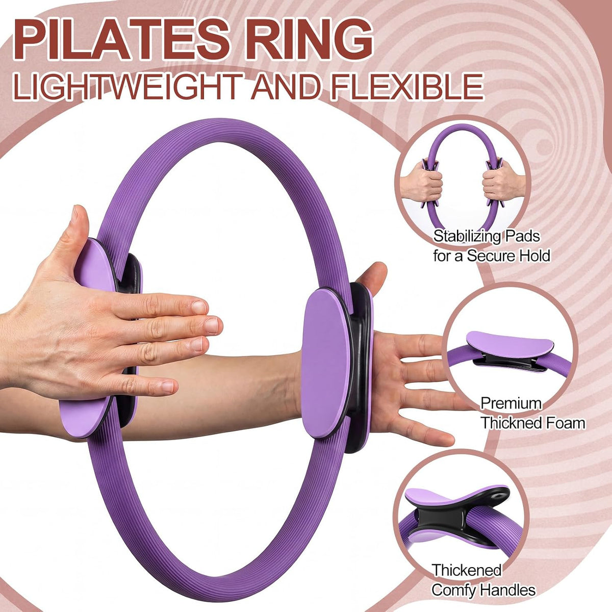 12 Pcs Pilates Rings 14 Inch and 12 Inch Exercise Ring Magic Circle Yoga Ring Lightweight Flexible Workout for Fitness Training Physical Therapy Full-Body Toning and Shaping