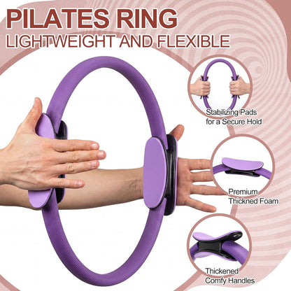 12 Pcs Pilates Rings 14 Inch and 12 Inch Exercise Ring Magic Circle Yoga Ring Lightweight Flexible Workout for Fitness Training Physical Therapy Full-Body Toning and Shaping
