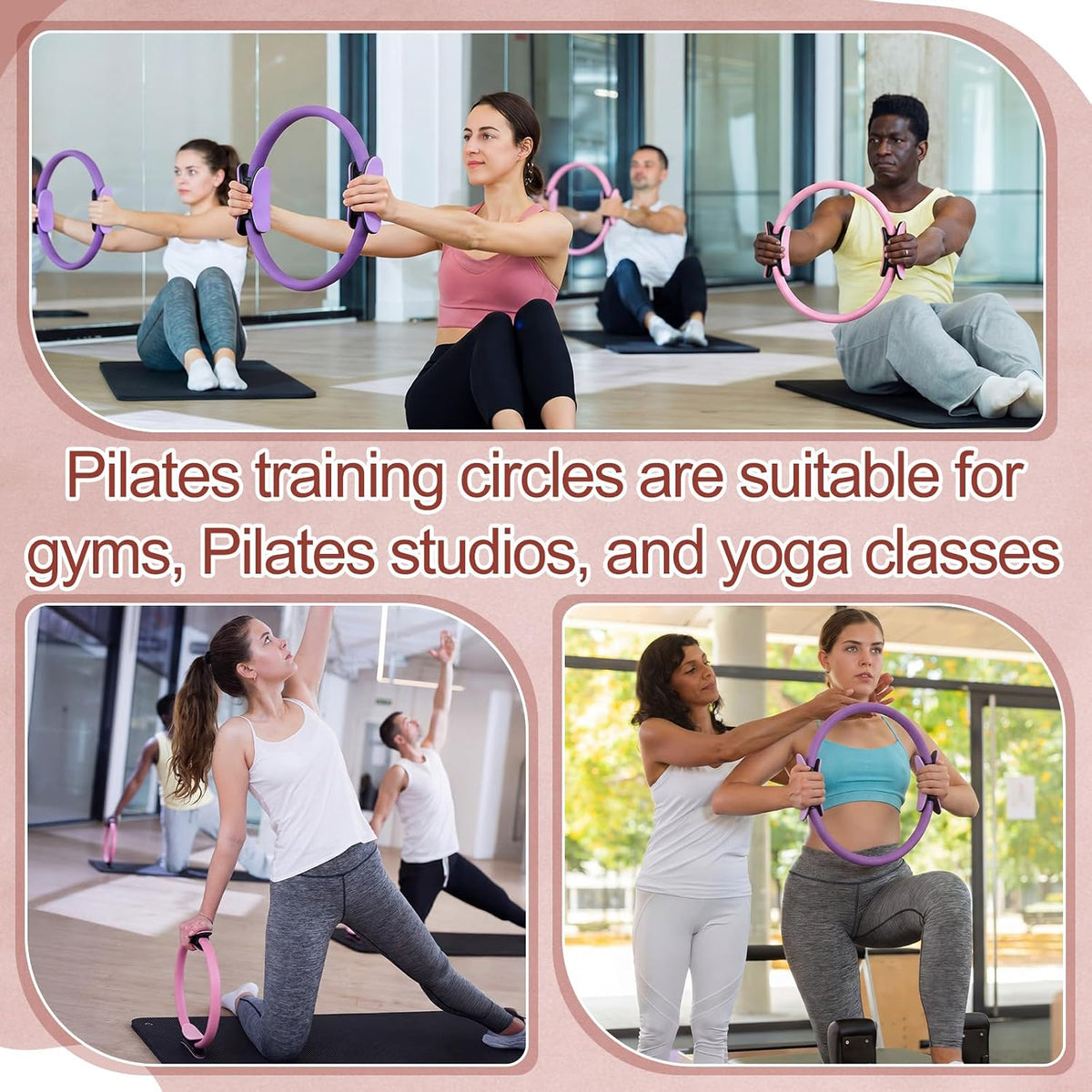 12 Pcs Pilates Rings 14 Inch and 12 Inch Exercise Ring Magic Circle Yoga Ring Lightweight Flexible Workout for Fitness Training Physical Therapy Full-Body Toning and Shaping