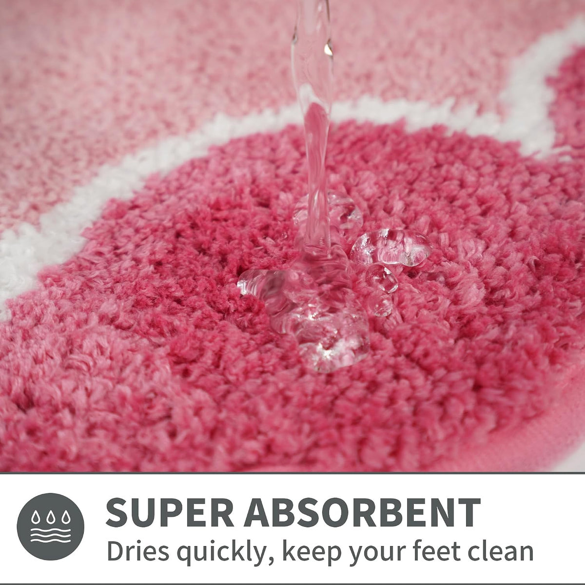 Cute Scalloped Rose Pink Bathroom Rugs Mat,Non Slip Absorbent Quick Dry Bath Mats for Shower Room,Microfiber Bath Mats for Bathroom Floor Washable Carpet for Shower Tub Sink Bedroom,20"x32"