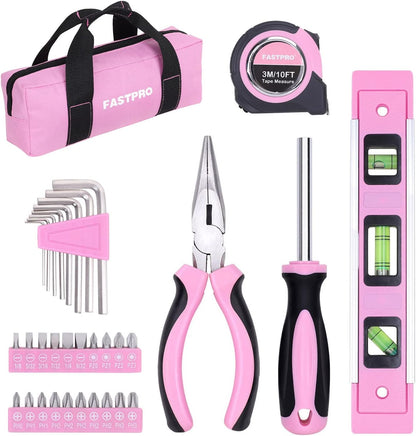 33-Piece Pink Tool Kit, Household Tool Set for Women