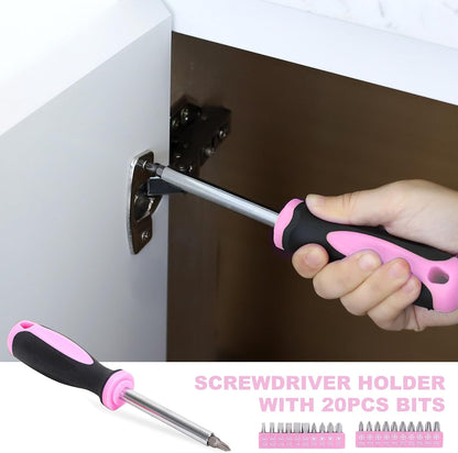 33-Piece Pink Tool Kit, Household Tool Set for Women